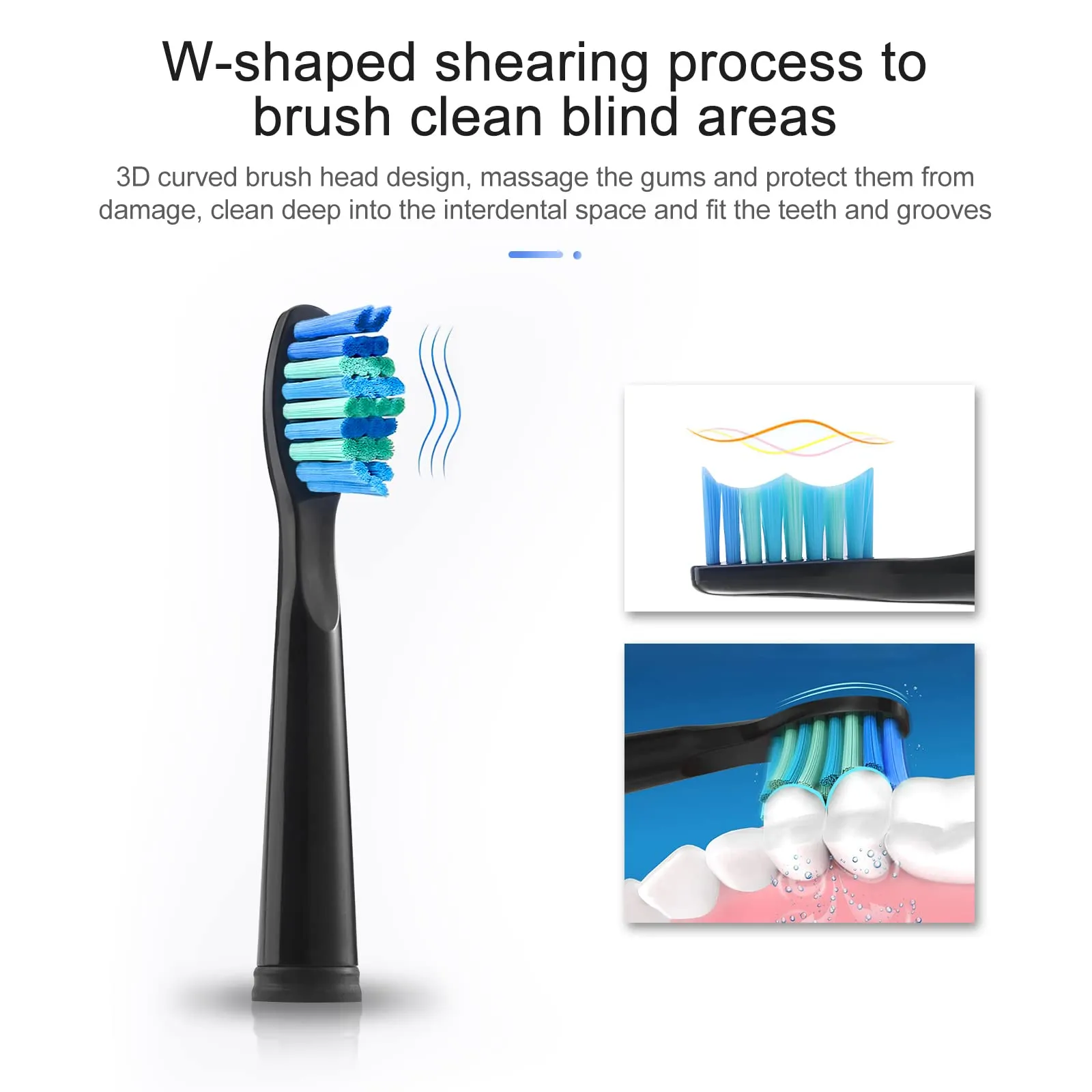10 Pack Electric Toothbrush Replacement Heads Compatible with Fairywill，Toothbrush Heads Compatible with FW-507/508/551/515/917/959/2011,D1/D3/D7/D8(Black) Black
