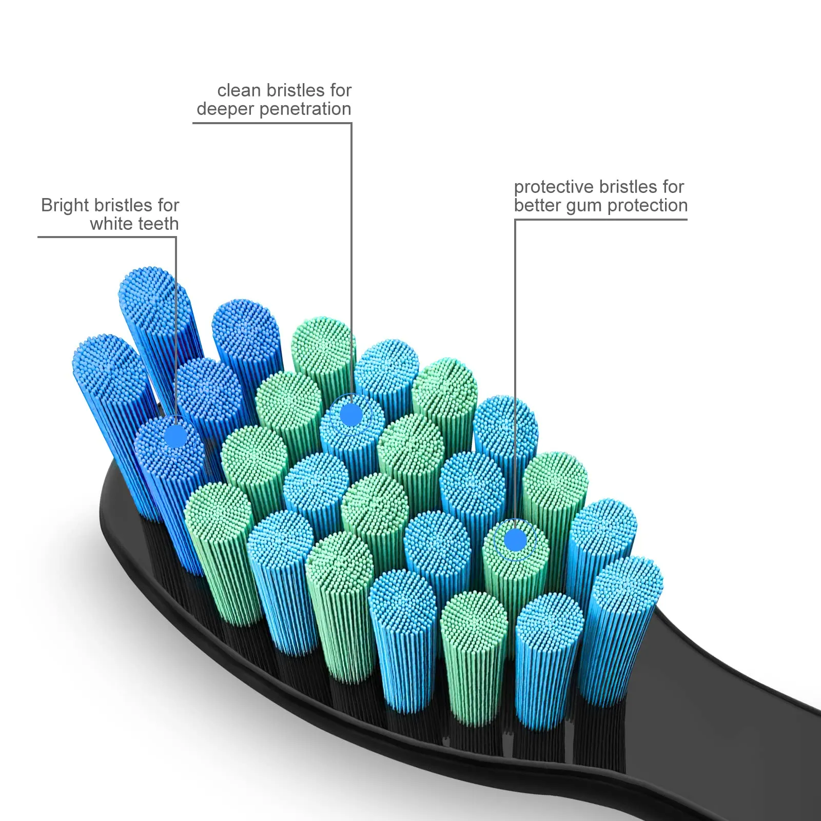 10 Pack Electric Toothbrush Replacement Heads Compatible with Fairywill，Toothbrush Heads Compatible with FW-507/508/551/515/917/959/2011,D1/D3/D7/D8(Black) Black