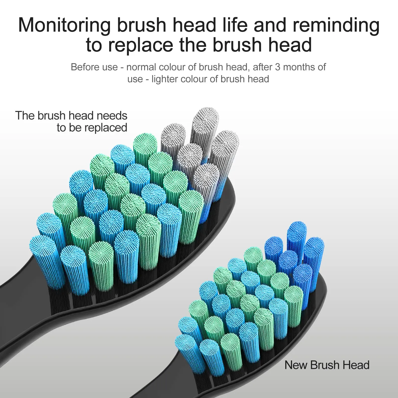 10 Pack Electric Toothbrush Replacement Heads Compatible with Fairywill，Toothbrush Heads Compatible with FW-507/508/551/515/917/959/2011,D1/D3/D7/D8(Black) Black