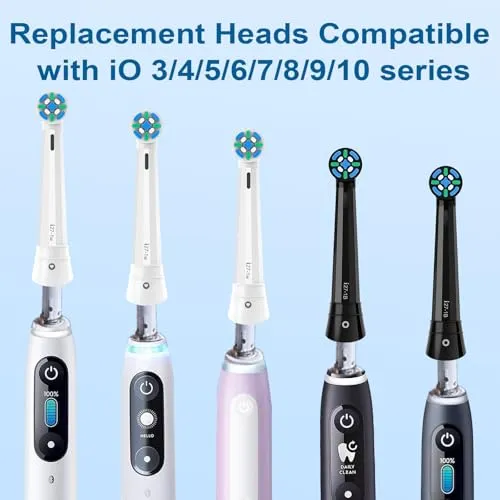 10 Pack Replacement Heads Compatible with Oral B iO 3 4 5 6 7 8 9 10, Brush Heads Compatible with Oral B iO Electric Handles,Black