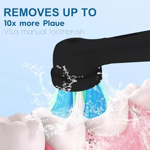 10 Pack Replacement Heads Compatible with Oral B iO 3 4 5 6 7 8 9 10, Brush Heads Compatible with Oral B iO Electric Handles,Black