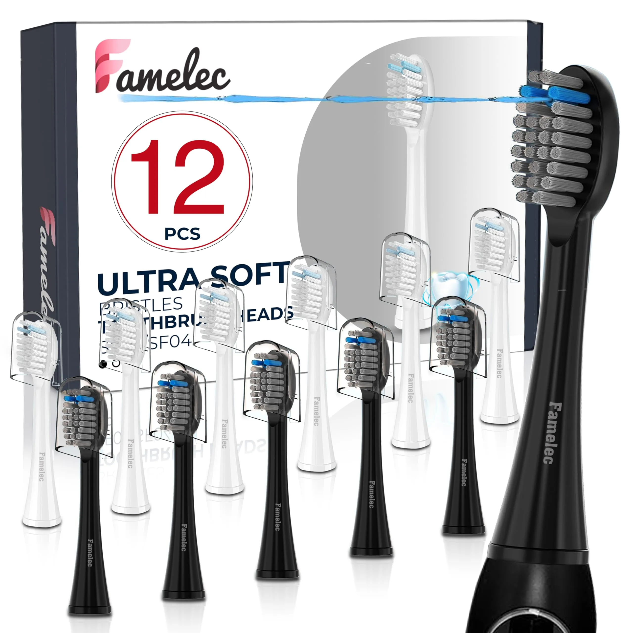 12Pcs Flossing Toothbrush Heads for Sonic Fusion 2.0 Waterpik Toothbrush Replacement Waterpik Replacement Heads SF01/SF02/SF03/SF04, Soft Bristles Brush Heads Compatible with waterpik sonic fusion 2.0