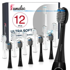 12Pcs Flossing Toothbrush Heads for Sonic Fusion 2.0 Waterpik Toothbrush Replacement Waterpik Replacement Heads SF01/SF02/SF03/SF04, Soft Bristles Brush Heads Compatible with waterpik sonic fusion 2.0