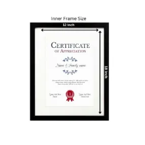 12x18 Inch Photo Frame | Wall Mounting Photoframe | Synthetic Wood Moulding with Unbreakable Plastic Glass (Black)
