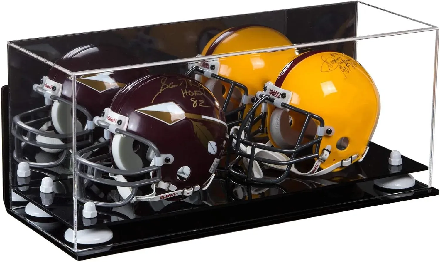 2 Mini Helmet or Mini Football with Mini Helmet Display Case - Mirror  Wall Mounts (B46/V46/A019)