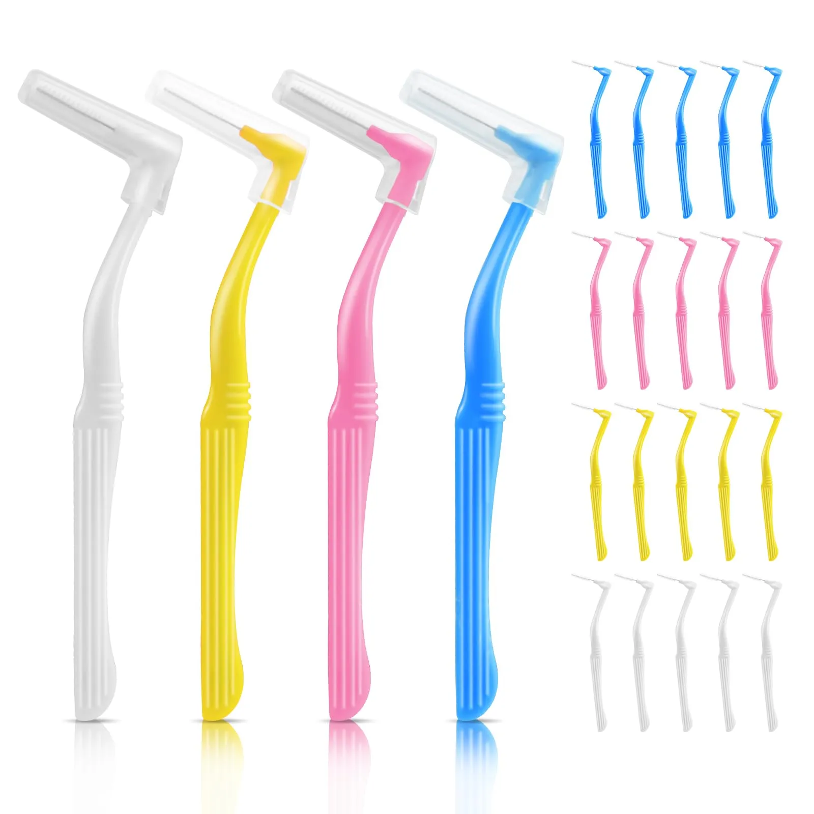 20 Pieces Interdental Brushes, Braces Toothbrush for Cleaner Betweens Angle Alternative Brushes Flossing Head Oral Dental Soft Tooth Brush Tooth Cleaning Tool Toothpick for Tooth Cleaning