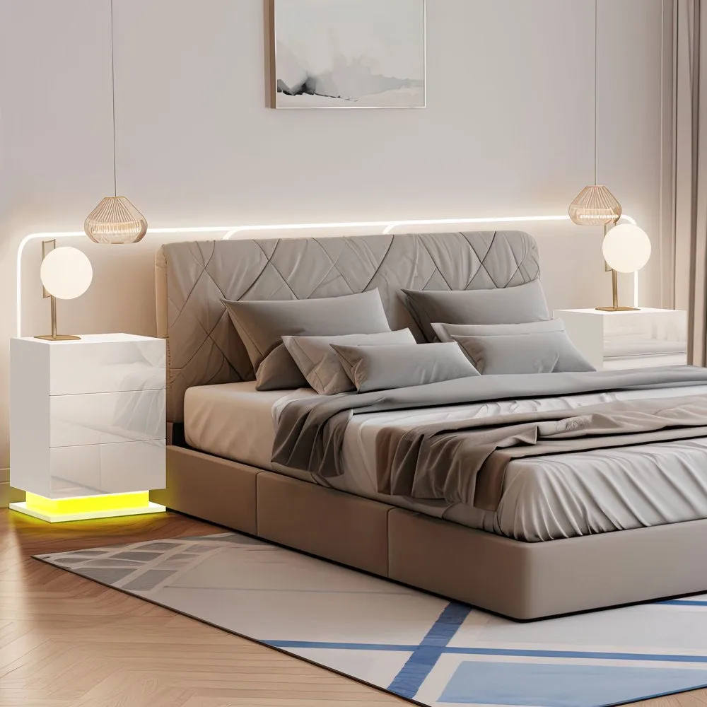 27" 3 Drawer Modern LED Nightstand