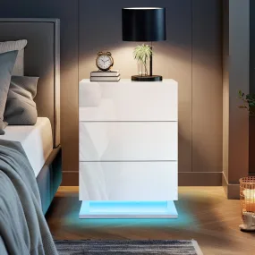 27" 3 Drawer Modern LED Nightstand