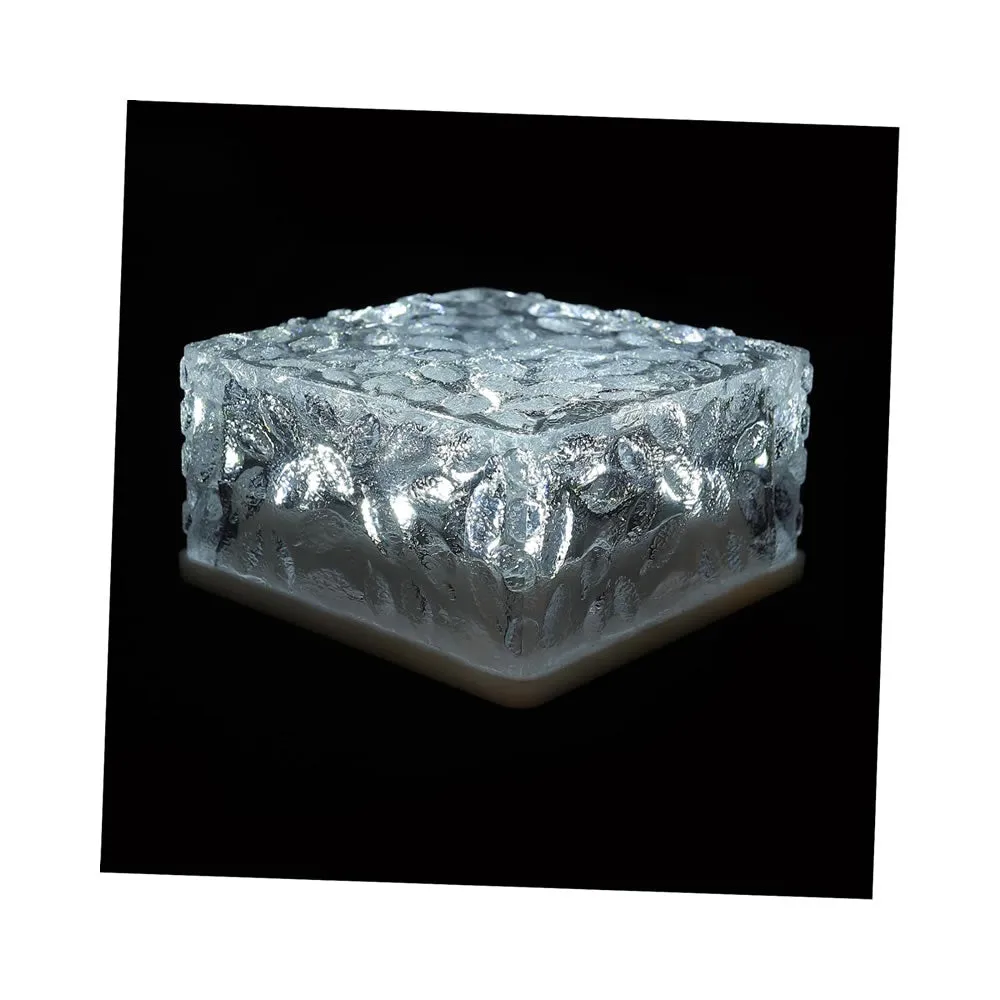 2Piece White Outdoor Ice Cube Shaped Pathway Solar Lights Fa-Lc57A