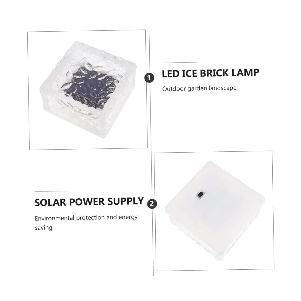 2Piece White Outdoor Ice Cube Shaped Pathway Solar Lights Fa-Lc57A