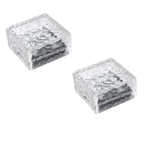 2Piece White Outdoor Ice Cube Shaped Pathway Solar Lights Fa-Lc57A