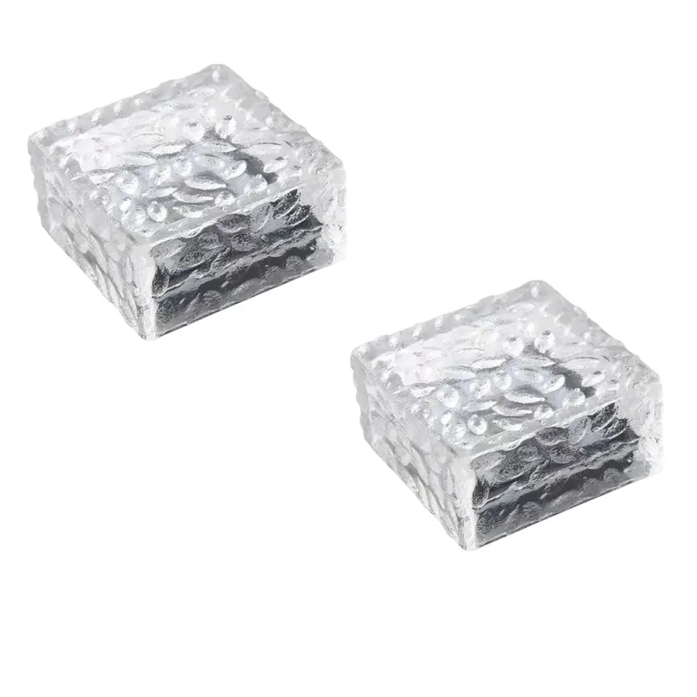 2Piece White Outdoor Ice Cube Shaped Pathway Solar Lights Fa-Lc57A