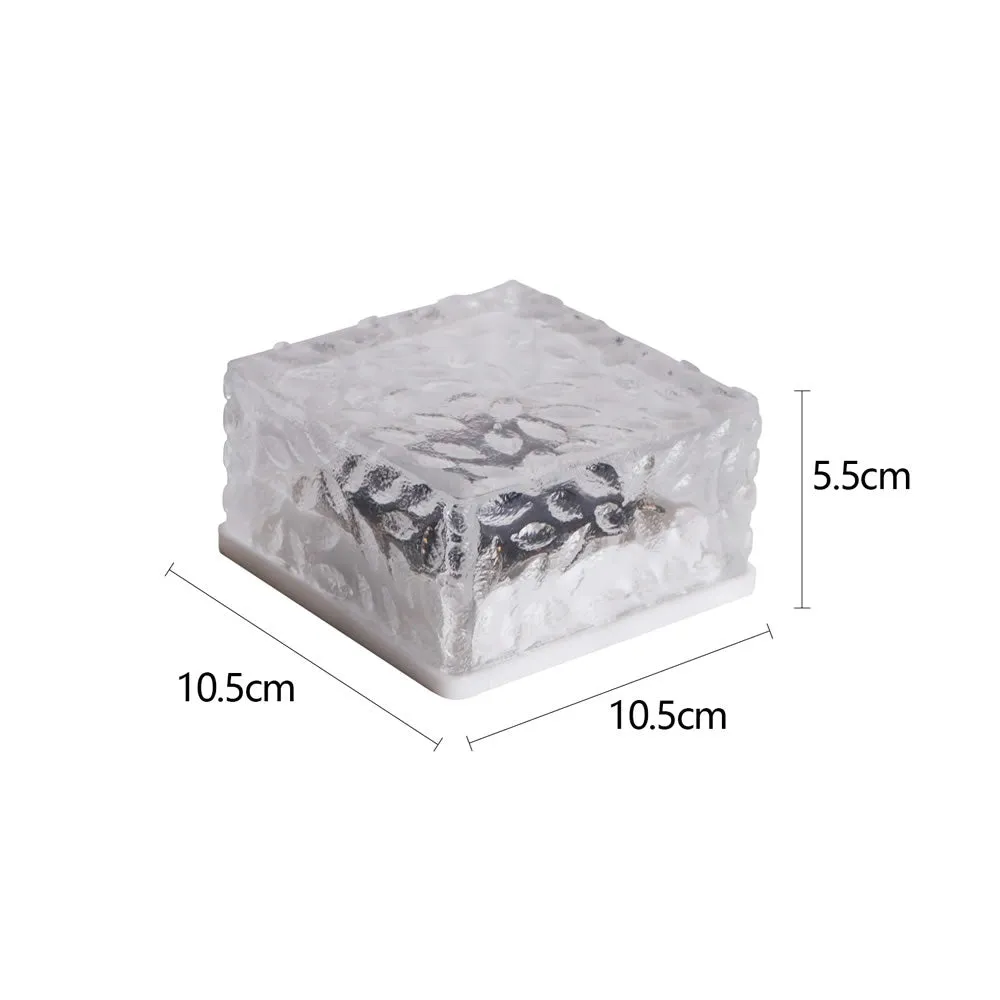 2Piece White Outdoor Ice Cube Shaped Pathway Solar Lights Fa-Lc57A