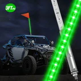 3FT LED Whip Light with Aluminum Base Green Color