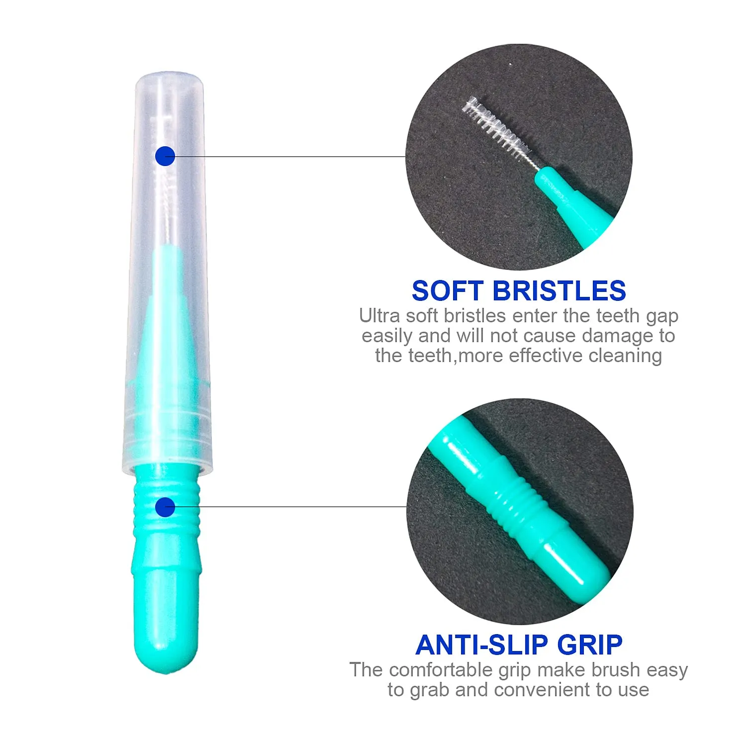 50 Pieces Interdental Brush,Toothpicks Tooth Flossing Head Oral Dental Hygiene Brush,Teeth Cleaner Dental Floss Stick Tooth Cleaning Tool，Braces Dental Brush Flosser for Cleaner Interdental Brush 50