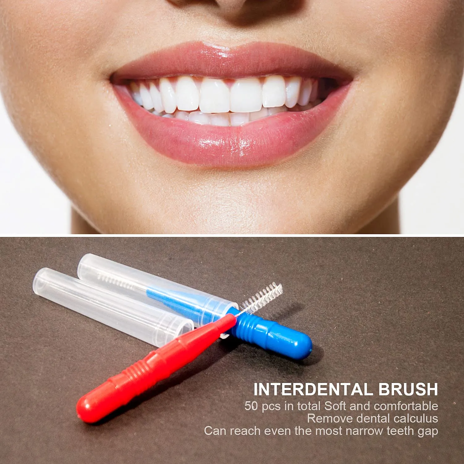 50 Pieces Interdental Brush,Toothpicks Tooth Flossing Head Oral Dental Hygiene Brush,Teeth Cleaner Dental Floss Stick Tooth Cleaning Tool，Braces Dental Brush Flosser for Cleaner Interdental Brush 50