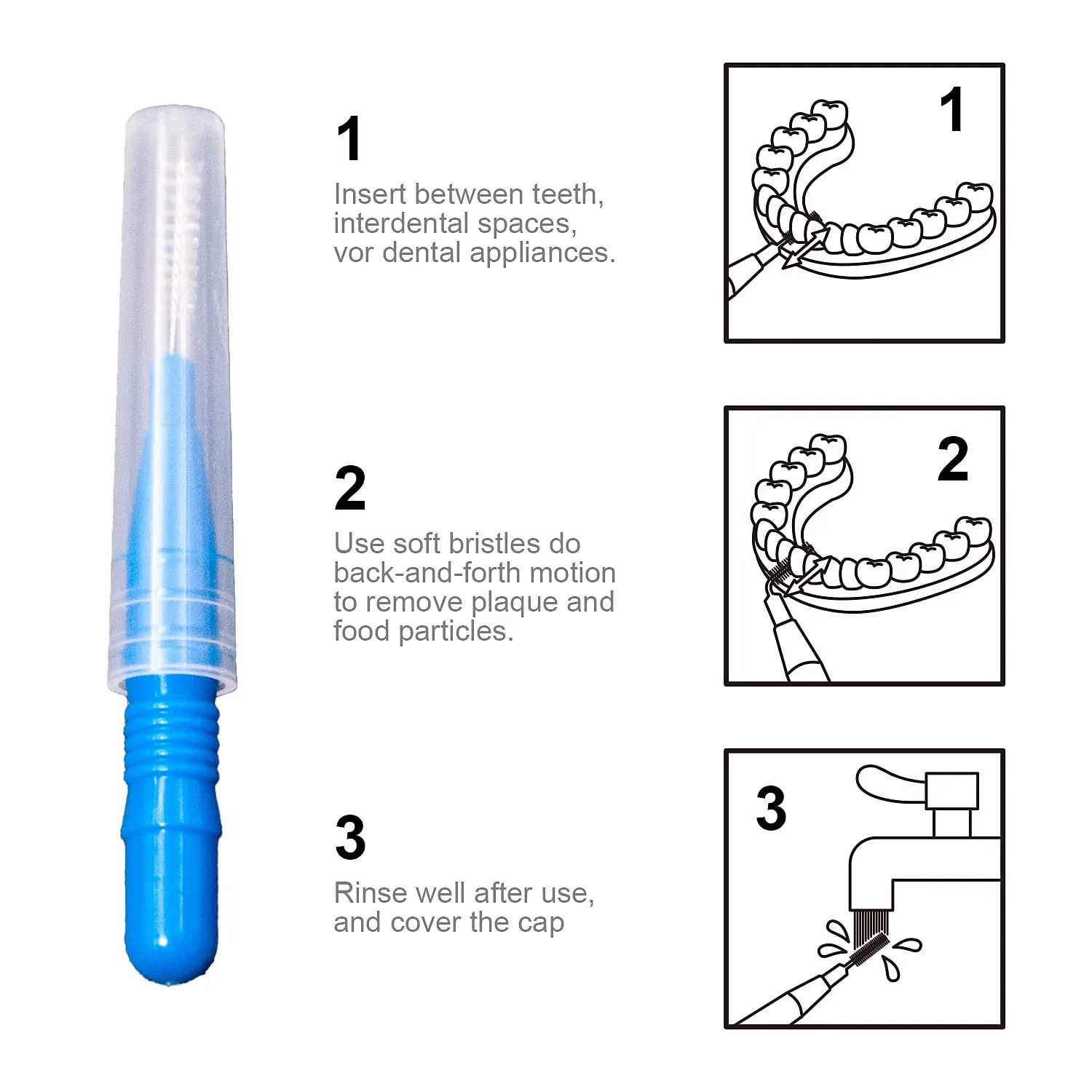 50 Pieces Interdental Brush,Toothpicks Tooth Flossing Head Oral Dental Hygiene Brush,Teeth Cleaner Dental Floss Stick Tooth Cleaning Tool，Braces Dental Brush Flosser for Cleaner Interdental Brush 50