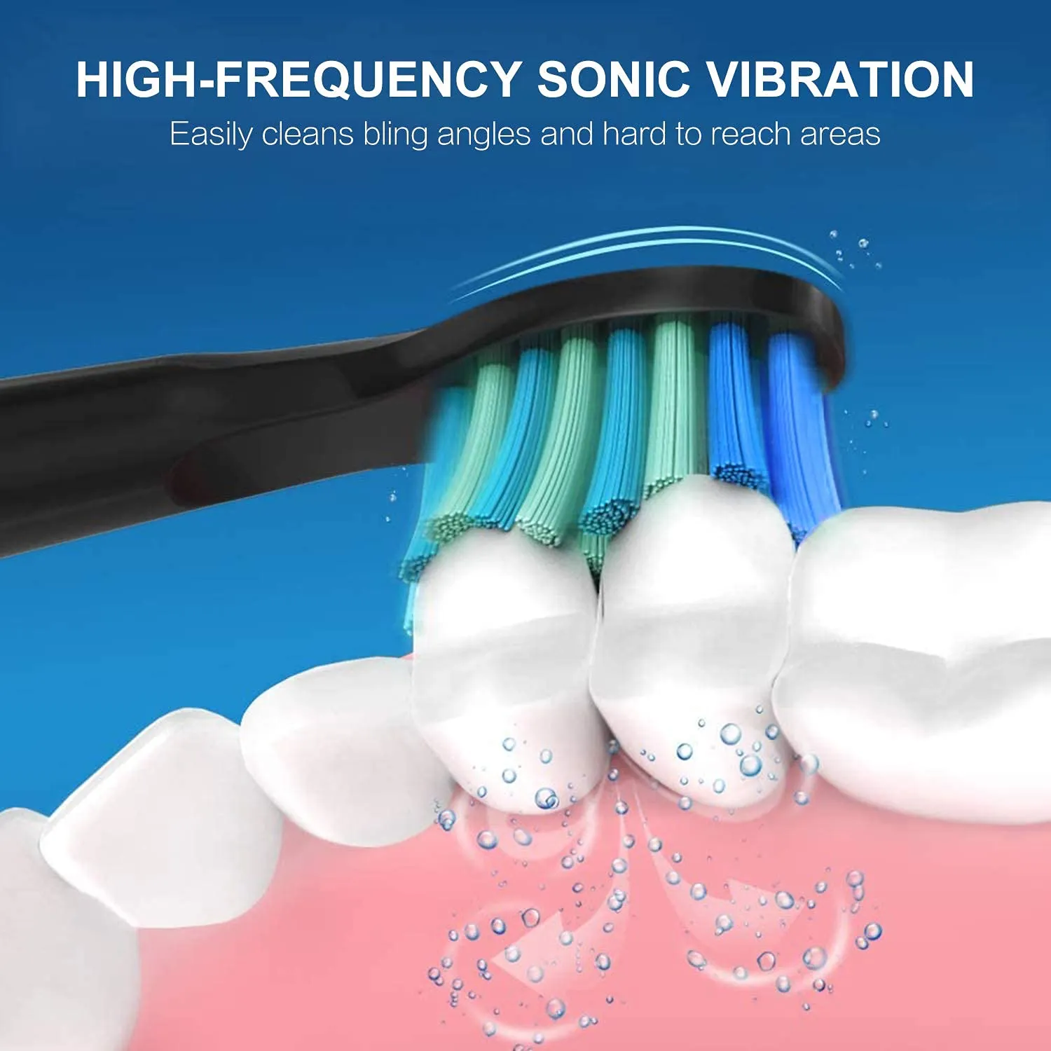 5pcs Replacement Toothbrush Heads for Fairywill D7/D8/FW507/FW508, FW551/ FW917/ FW959/ FWD1/ FWD3 Black
