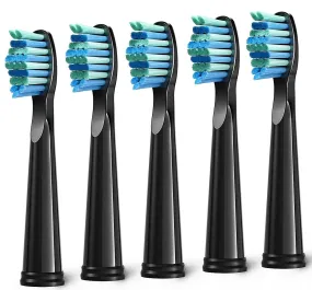 5pcs Replacement Toothbrush Heads for Fairywill D7/D8/FW507/FW508, FW551/ FW917/ FW959/ FWD1/ FWD3 Black