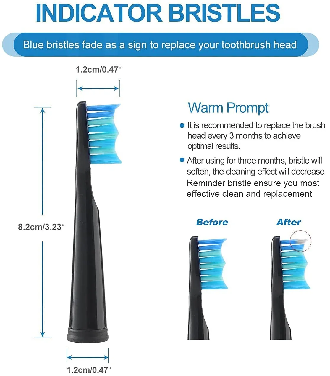 5pcs Replacement Toothbrush Heads for Fairywill D7/D8/FW507/FW508, FW551/ FW917/ FW959/ FWD1/ FWD3 Black