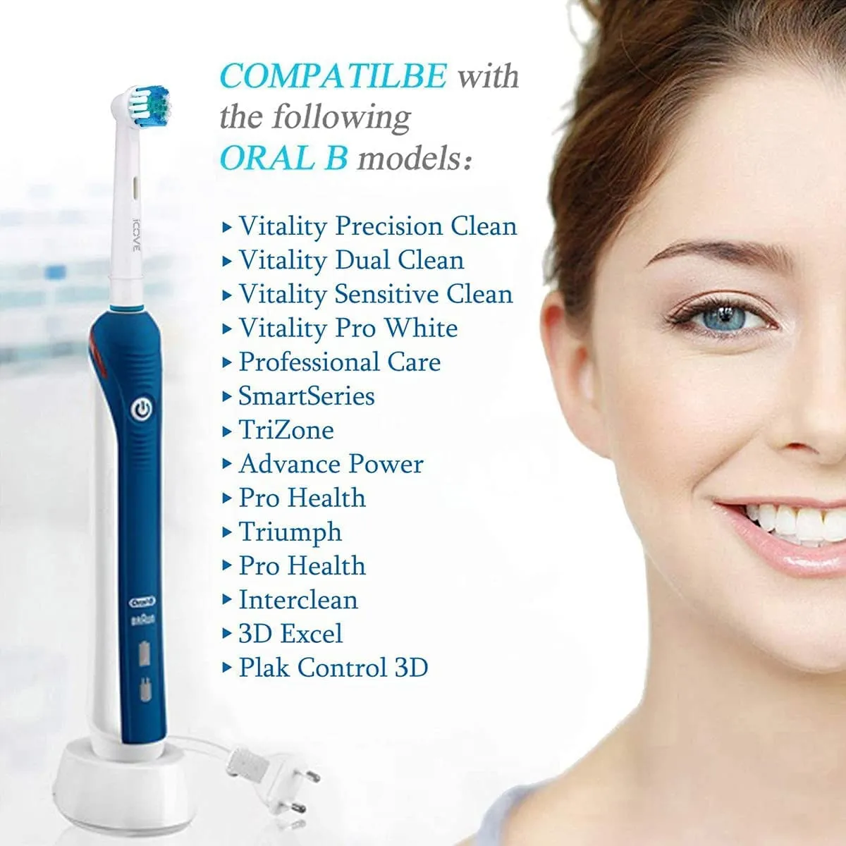 8X Electric Toothbrush Heads, ICOVE Compatible with Oral-B Braun Electric Toothbrush, Precision Clean Professional Brush Replacement Head for Oral B (8 Count, Pack of 1) 8 Count (Pack of 1)