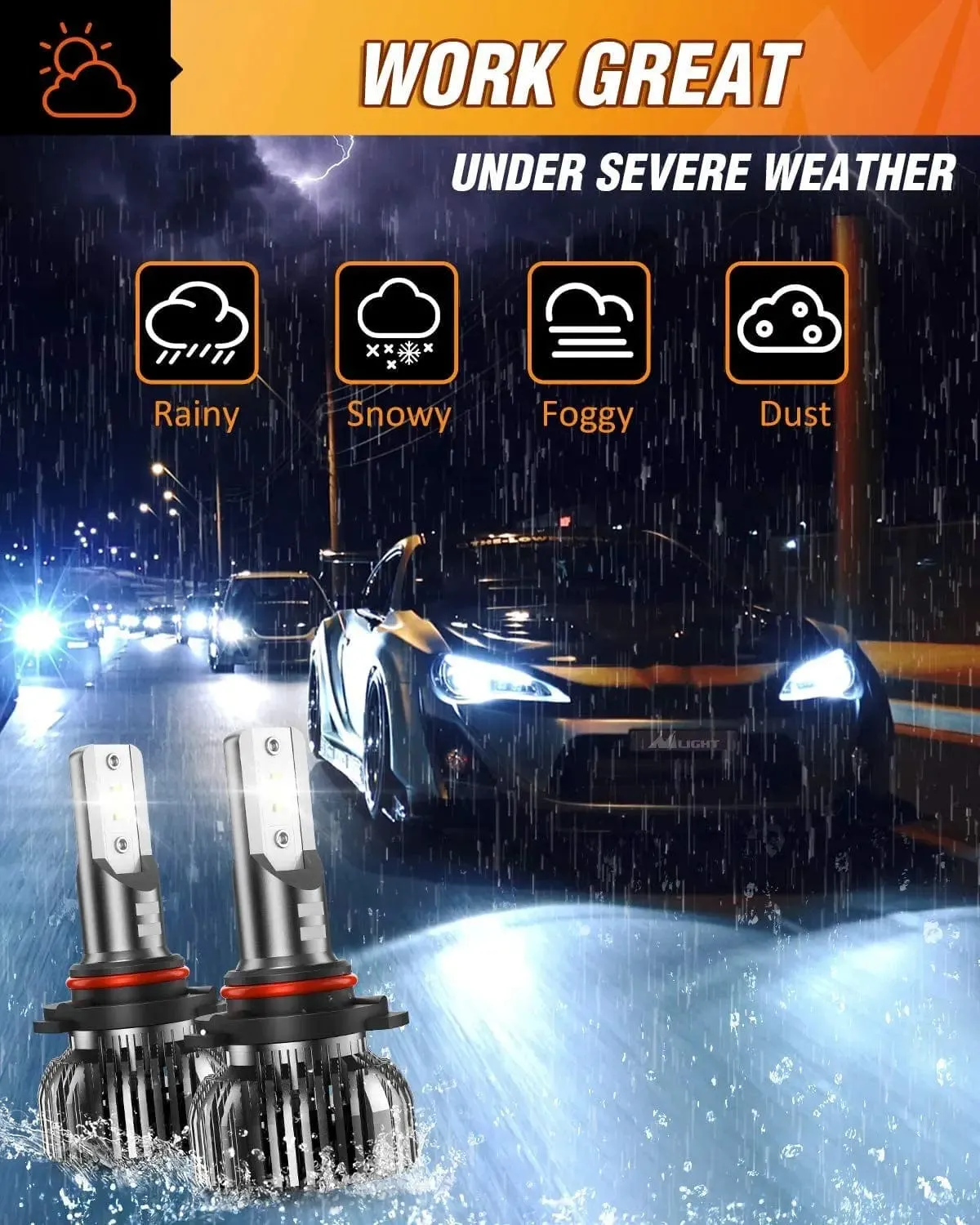 9005/HB3 LED Headlight Bulbs E20 Series 50W 10000LM 6000K IP67 | 2 BULBS