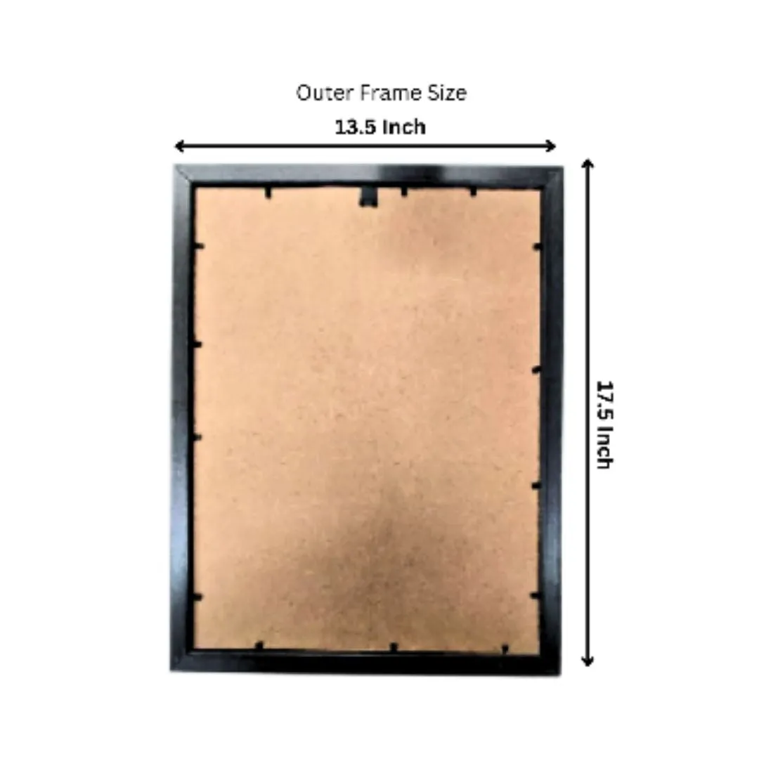 A3 Size Certificate Frame | 12x16 Inch Photo Frame, Synthetic Wood Moulding with Unbreakable Plastic Glass (Black)
