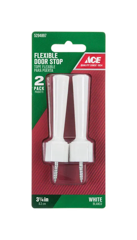 Ace 3-1/4 in. W Plastic White Flexible Door Stop Mounts to door and wall
