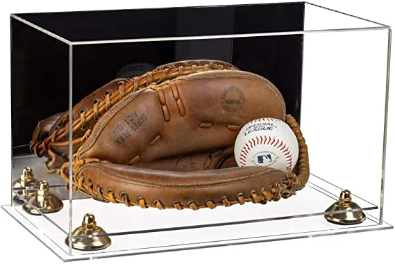 Acrylic Baseball Catchers Glove Display Case - Mirror No Wall Mounts (V16/A011)