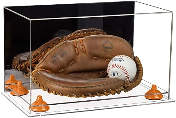 Acrylic Baseball Catchers Glove Display Case - Mirror No Wall Mounts (V16/A011)