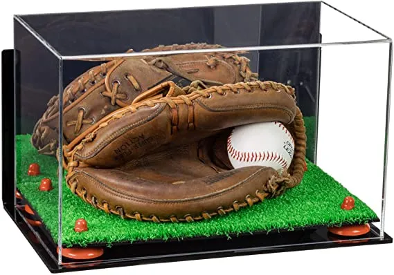 Acrylic Baseball Catchers Glove Display Case - Mirror No Wall Mounts (V16/A011)