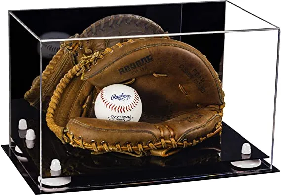 Acrylic Baseball Catchers Glove Display Case - Mirror No Wall Mounts (V16/A011)