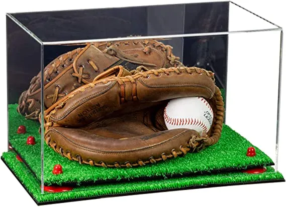 Acrylic Baseball Catchers Glove Display Case - Mirror No Wall Mounts (V16/A011)