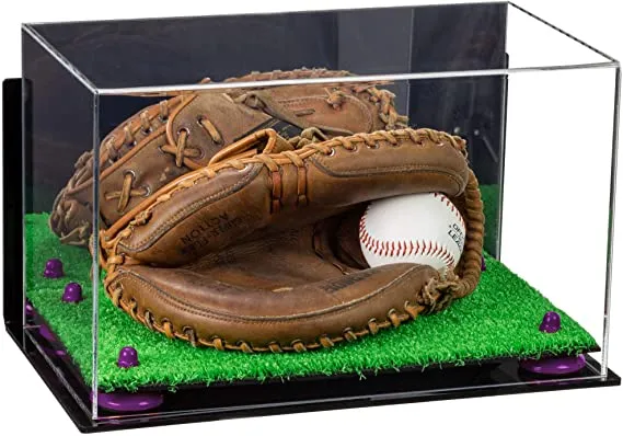 Acrylic Baseball Catchers Glove Display Case - Mirror No Wall Mounts (V16/A011)
