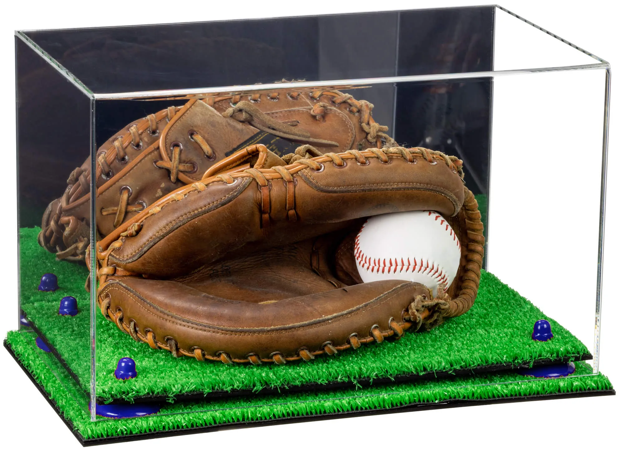 Acrylic Baseball Catchers Glove Display Case - Mirror No Wall Mounts (V16/A011)