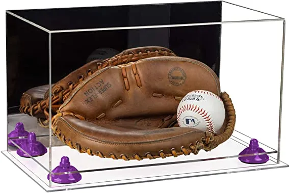 Acrylic Baseball Catchers Glove Display Case - Mirror No Wall Mounts (V16/A011)