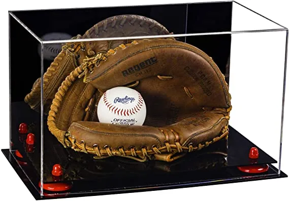 Acrylic Baseball Catchers Glove Display Case - Mirror No Wall Mounts (V16/A011)