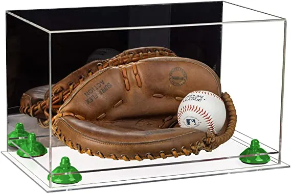 Acrylic Baseball Catchers Glove Display Case - Mirror No Wall Mounts (V16/A011)