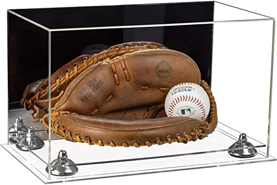 Acrylic Baseball Catchers Glove Display Case - Mirror No Wall Mounts (V16/A011)