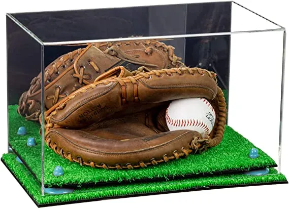 Acrylic Baseball Catchers Glove Display Case - Mirror No Wall Mounts (V16/A011)