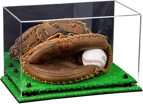 Acrylic Baseball Catchers Glove Display Case - Mirror No Wall Mounts (V16/A011)