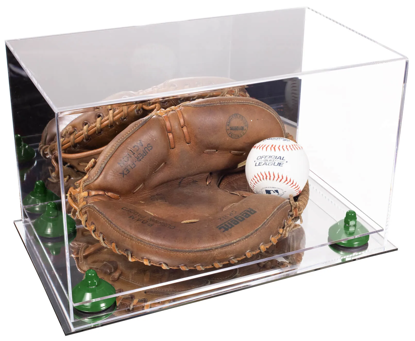 Acrylic Baseball Catchers Glove Display Case - Mirror No Wall Mounts (V16/A011)