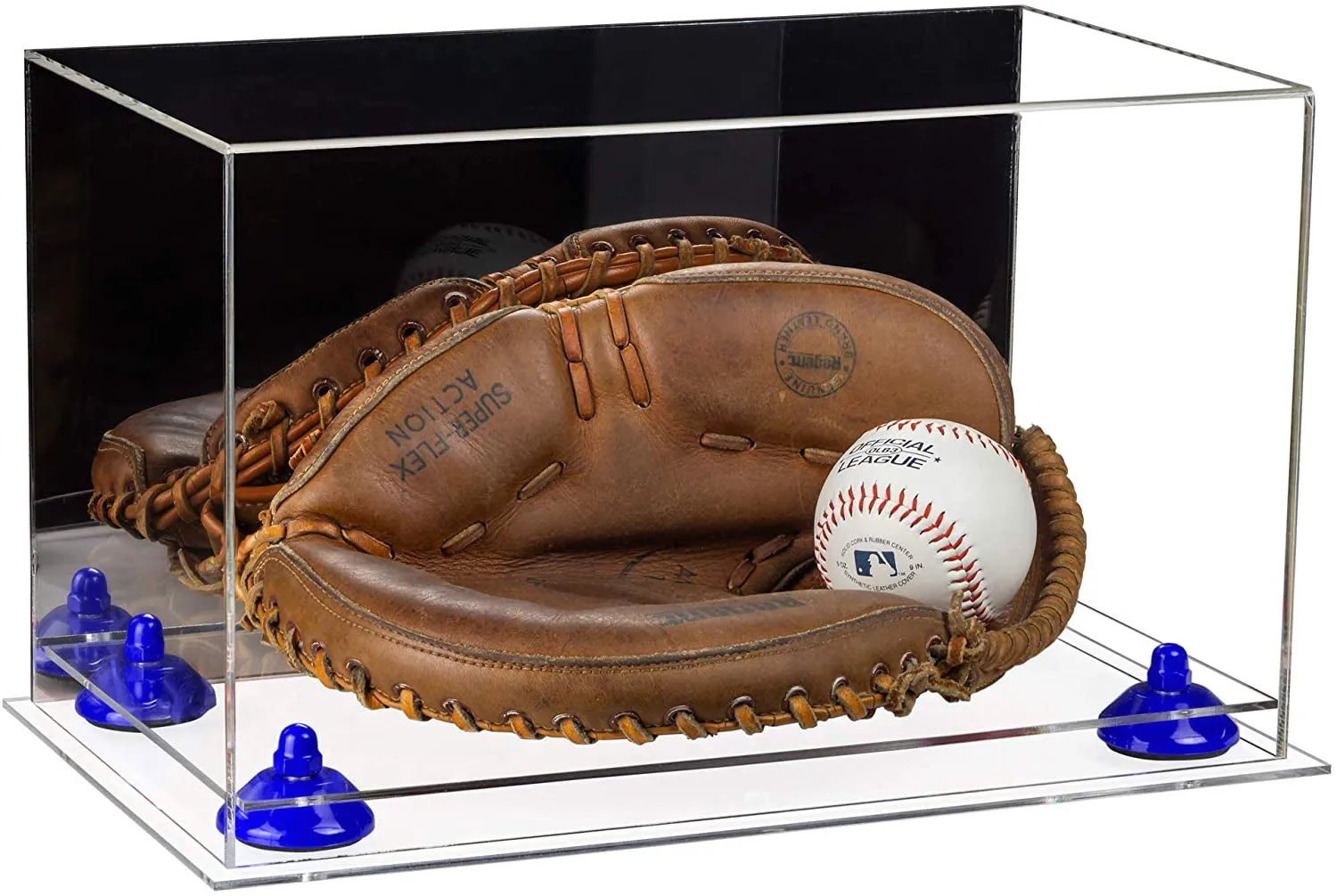 Acrylic Baseball Catchers Glove Display Case - Mirror No Wall Mounts (V16/A011)