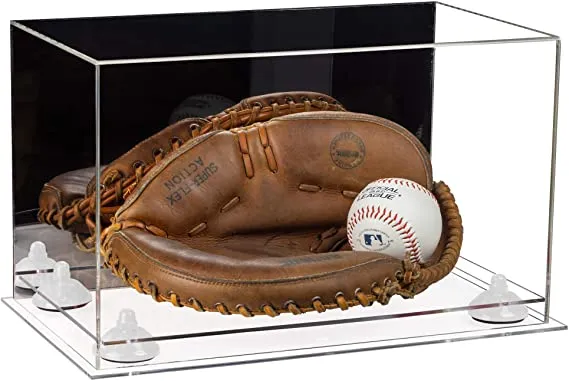 Acrylic Baseball Catchers Glove Display Case - Mirror No Wall Mounts (V16/A011)