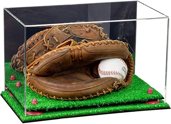 Acrylic Baseball Catchers Glove Display Case - Mirror No Wall Mounts (V16/A011)