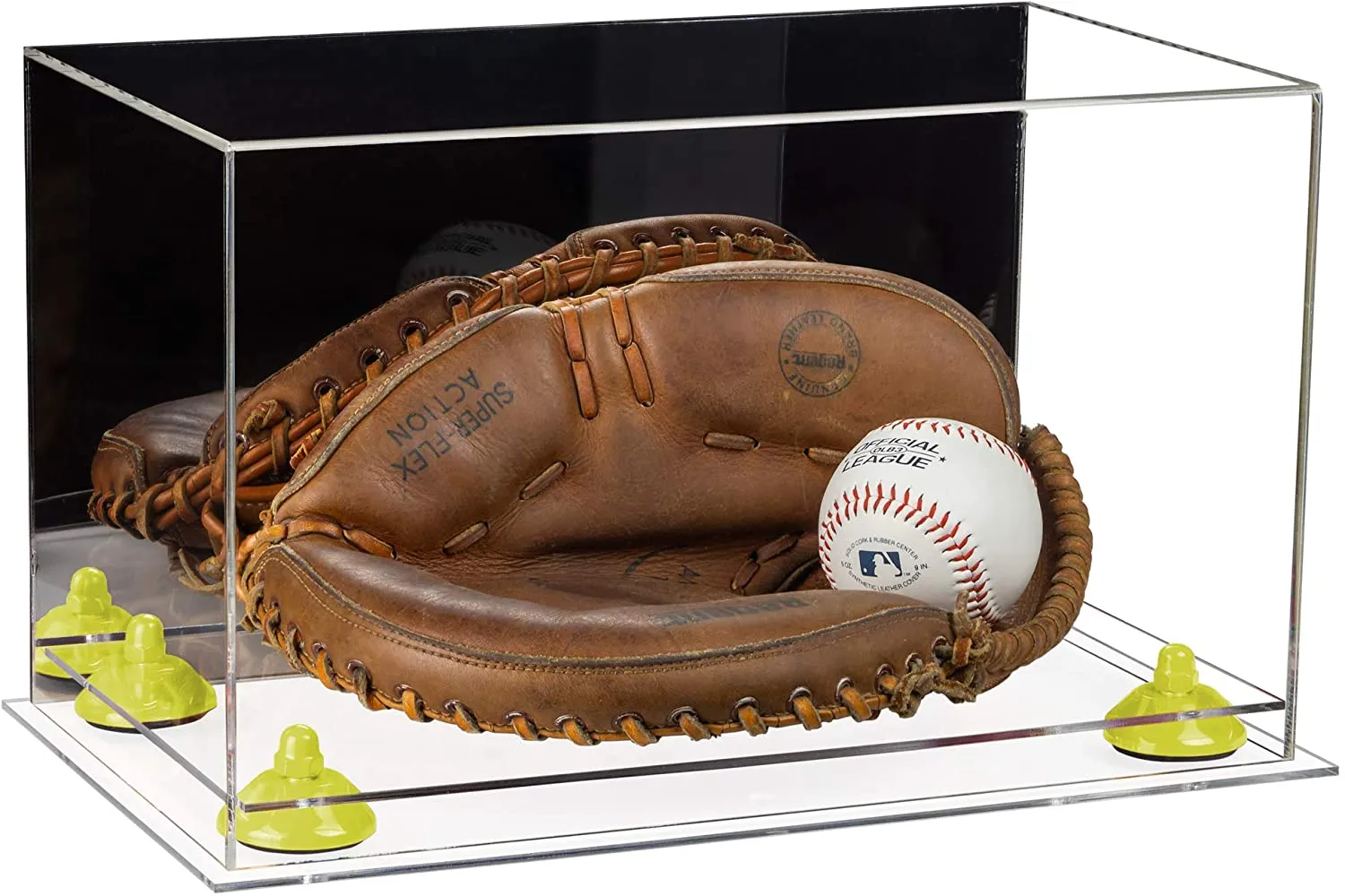 Acrylic Baseball Catchers Glove Display Case - Mirror No Wall Mounts (V16/A011)