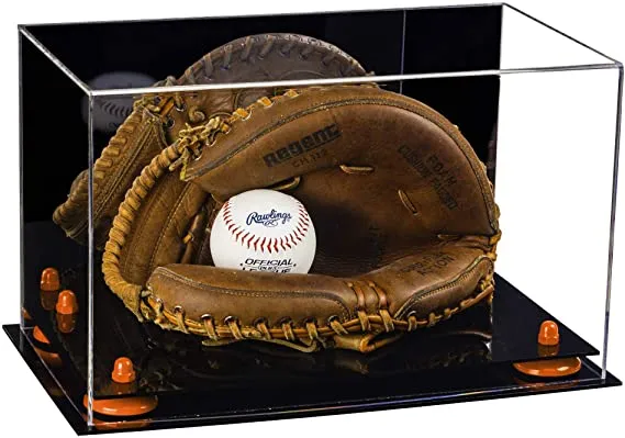 Acrylic Baseball Catchers Glove Display Case - Mirror No Wall Mounts (V16/A011)