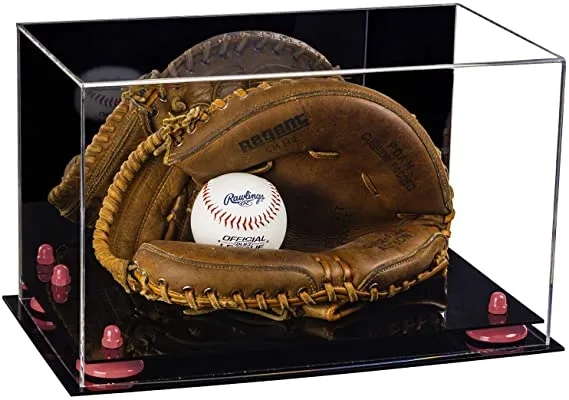 Acrylic Baseball Catchers Glove Display Case - Mirror No Wall Mounts (V16/A011)