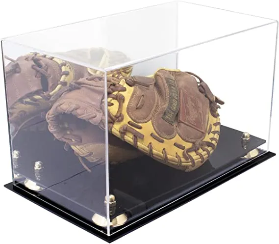 Acrylic Baseball Catchers Glove Display Case - Mirror No Wall Mounts (V16/A011)