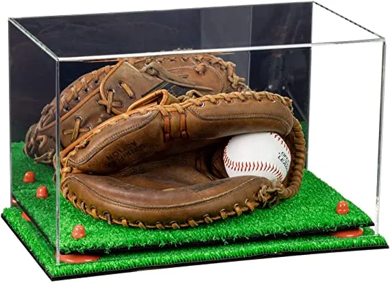 Acrylic Baseball Catchers Glove Display Case - Mirror No Wall Mounts (V16/A011)